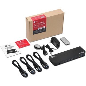 SIIG 4x1 HDMI 4K HDR KVM USB 3.0 Switch with Remote Control - Allows you to control 4 HDMI 4K computers using one keyboard