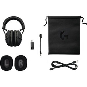 Logitech G PRO 无线 头戴式 立体声 游戏用头戴式耳机 - 黑 - 双声道 - 头戴护耳式 - 1500 cm - 32 欧姆 - 20 Hz 到 20 kHz - 心形麦克风, 驻极体, 单向 麦克风