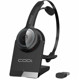 CODi Wireless Headset - Mono - Wireless - Bluetooth - 32.8 ft (10 m) - Over-the-head - Monaural - Noise Canceling - Black