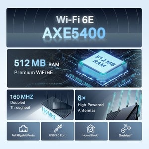 TP-Link Archer AXE75 Wi-Fi 6E IEEE 802.11ax Ethernet Wireless Router - Tri Band - 2.40 GHz ISM Band - 5 GHz UNII Band - 6 