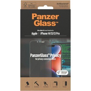 PanzerGlass Tempered Glass Privacy Screen Protector - For 15.5 cm (6.1") LCD iPhone 14, iPhone 13, iPhone 13 Pro - Bump Re