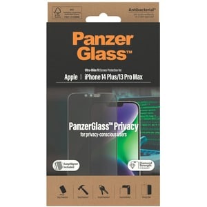PanzerGlass Glass Privacy Screen Filter - Crystal Clear - For 17 cm (6.7") LCD iPhone 13 Pro Max, iPhone 14 Plus - Bump Re