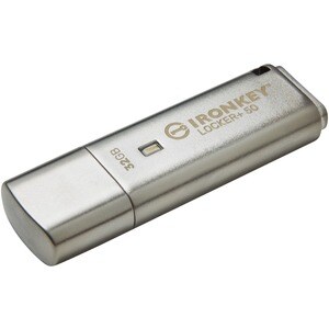 IronKey IKLP50 32 GB USB 3.2 (Gen 1) Type A Flash Drive - Silver - XTS-AES, 256-bit AES - TAA Compliant - 145 MB/s Read Sp