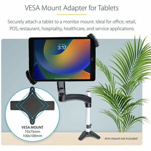 StarTech.com VESA Mount Adapter for Tablets 7.9 to 12.5in, Up to 2kg /4.4lb, 75x75/100x100, Universal Anti-Theft Tablet VE