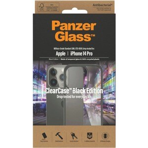 PanzerGlass ClearCase Case for Apple iPhone 14 Pro Smartphone - Black - Drop Resistant, Bacterial Resistant, Shock Resista