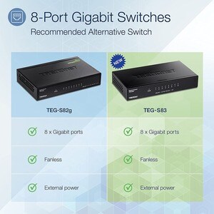 TRENDnet TEG-S83 8 Anschlüsse Ethernet-Switch - Gigabit-Ethernet - 1000Base-T - TAA-konform - 2 Unterstützte Netzwerkschic