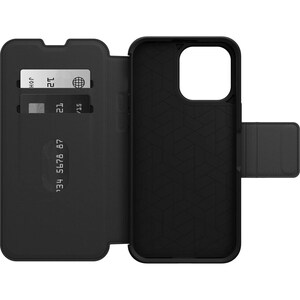 OtterBox Strada Carrying Case (Folio) Apple iPhone 14 Pro Max Smartphone - Shadow (Black) - Drop Resistant - Leather, Meta