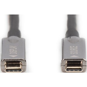 Digitus 20 m Hybrid-Glasfaserkabel Datentransferkabel - Zweiter Anschluss: 1 x USB 3.1 Type C Male - Schwarz