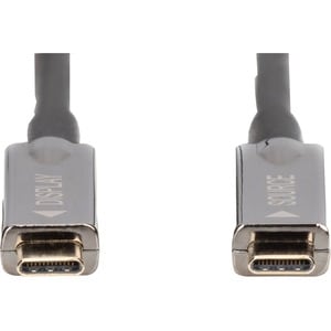 Digitus 15 m Hybrid-Glasfaserkabel Datentransferkabel - 1 Stück - Zweiter Anschluss: 1 x USB 3.1 Type C - Male