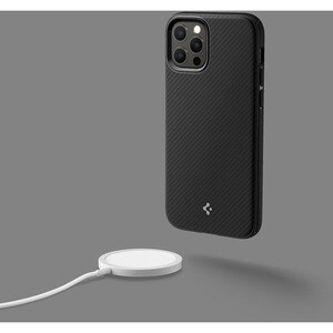 Spigen Mag Armor Case for Apple iPhone 12, iPhone 12 Pro Smartphone - Matte Black - Shock Absorbing, Scratch Resistant - T