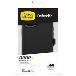 OtterBox Defender Rugged Carrying Case (Holster) Apple iPhone 14 Plus Smartphone - Black - Dirt Resistant, Bump Resistant,