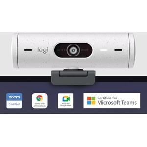 Logitech Brio 500 Full HD webcam, auto framing, noise-reducing mics, privacy shutter, streaming & video calling, Off-white