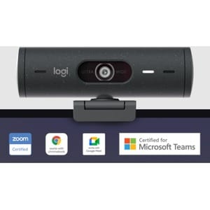 Logitech Brio 500 Full HD webcam, auto framing, noise-reducing mics, privacy shutter, streaming & video calling, Graphite 