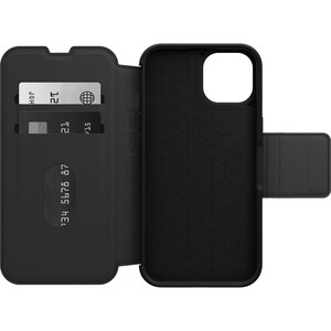 OtterBox Strada Carrying Case (Folio) Apple iPhone 14 Smartphone - Shadow (Black) - Drop Resistant - Polycarbonate, Synthe
