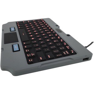 Gamber-Johnson Lite Rugged Keyboard - Cable Connectivity - USB 2.0 Interface - LED - TouchPad - English (UK) - QWERTY Layo