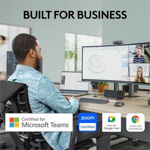 Logitech Brio 505 Full HD Webcam, TAA Compliant, Auto-Framing, Show Mode, Dual Noise Reduction Mics, Privacy Shutter - A f