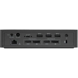 Targus DOCK190 C型 USB 扩展插口 用于 智能电话, 扬声器, 麦克风, 耳机, 笔记本电脑, 显示器, 平板, 键盘, Workstation - 100 W - 灰, 黑 - 符合 TAA 标准 - 4K, 2K - 40