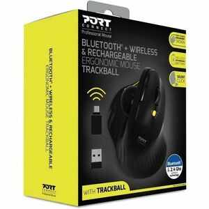 Port Mouse - Bluetooth - USB Type A, USB Type C - Optical - Black - 1 - Wireless - 2.40 GHz - 1600 dpi - Scroll Wheel, Tra