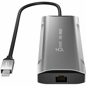 j5create USB 3.2 Gen 1 (3.1 Gen 1) Type-C Docking Station for Notebook - 100 W Power Supply - Grey - 4K - 3840 x 2160 - 2 