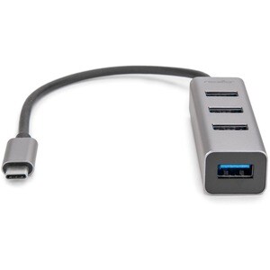 Rocstor Premium Portable 4 Port Aluminum Hub - USB-C to 4x USB-A Hub - USB 3.0 Hub - Bus Powered - USB C to USB Type-A Hub