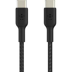 Belkin Braided USB-C to USB-C Cable (1m / 3.3ft, Black) - 1.01 m USB-C Data Transfer Cable for Smartphone, Tablet, Noteboo
