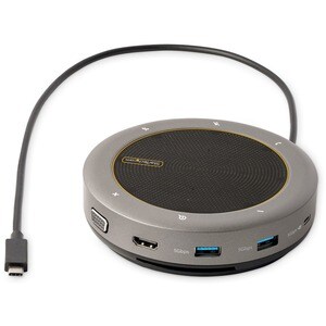 StarTech.com USB-C Speakerphone Docking Station, Mini Portable Conference Speaker/Audio Dock, VGA/4K HDMI, USB Hub, Teams/