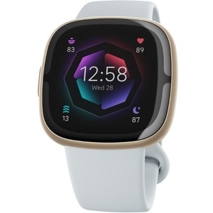 Fitbit Sense 2 FB521 Smart Watch - Mist Blue, Pale Gold Body Color - Pulse Oximeter Sensor, Heart Rate Monitor - Sleep Mon