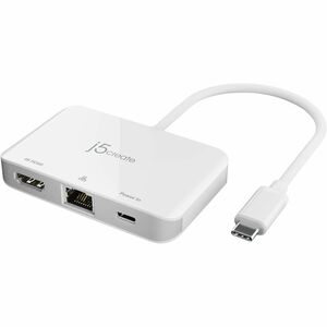 j5create JCA351-N USB Type C Docking Station for Notebook/Tablet/Smartphone/Projector/Monitor - Charging Capability - Whit