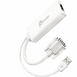 j5create JDA214 A/V Adapter - 1x 15pin HD-15 VGA - Male, 1x USB Type A - Male - 1x 19-pin HDMI Digital Audio/Video -Female