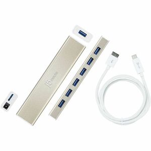 j5create USB Hub - USB Type C - External - Metallic Champagne - 7 Total USB Port(s)