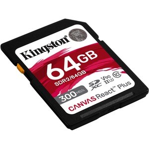 Kingston Canvas React Plus SDR2 64 GB Class 10/UHS-II (U3) V90 SDXC - 300 MB/s Read - 260 MB/s Write