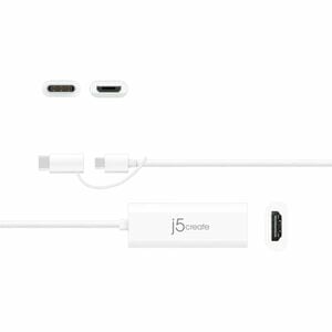 j5create JUA165C A/V Adapter - TAA Compliant - 1 x Micro USB Type B - Male, 1 × USB Type C - Male, 1 × Micro USB Type B - 