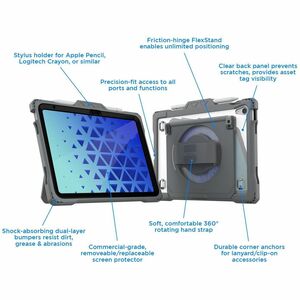 MAXCases Shield Extreme-X2-H with Hand Strap for iPad 10 10.9" (2022) (Black Bezel-Gray Case) - Shock Resistant, Drop Resi