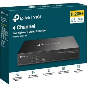 TP-Link VIGI 4 Kanäle Kabel Videoüberwachungsstation 10 TB HDD - Netzwerk-Videorekorder - HDMI - 4K Aufnahme