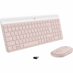 Logitech MK470 Keyboard and Mouse - USB Scissor/Mechanical Wireless RF 2.40 GHz Keyboard - Rose - USB Wireless RF Mouse - 