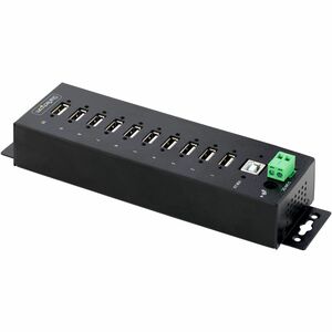 StarTech.com 10-Port Industrial USB 2.0 HUB, Rugged USB Hub w/ESD Level 4 Protection, DIN/Wall/Desk Mountable USB-A Hub, U