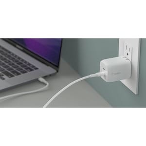 Belkin Dual USB-C GaN Wall Charger with PPS 65W - 65 W - White