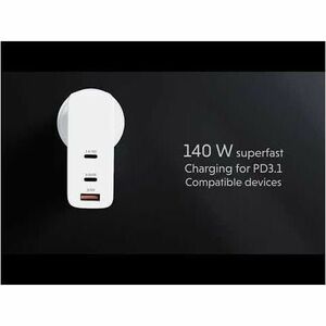 Targus HyperJuice HJG140WW 140 W AC Adapter - Universal Adapter - 1.0 USB - 2.0 USB Type-C - For MacBook, MacBook Pro, iPh