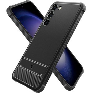 Spigen Rugged Armor Rugged Case for Samsung Galaxy S23 Smartphone - Carbon Fiber Texture - Matte Black - Drop Resistant, S