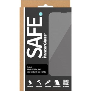 Safe Tempered Glass Screen Protector - Black - For LCD iPhone 12 Pro, iPhone 12 - Drop Resistant, Crack Resistant, Impact 