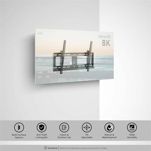 CTA Digital Anti-Theft Weatherproof Tilt TV Wall Mount - 80" Screen Support - 176 lb Load Capacity - 200 x 200, 300 x 200,