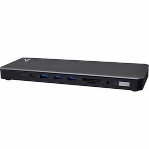 V7 DOCKTB4PT Thunderbolt 4 Docking Station - Charging Capability - Memory Card Reader - SD - 150 W - Black, Silver - 3.0 D