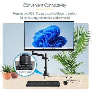 StarTech.com Desk Mount Monitor Arm with 2x USB 3.0 ports, Full Motion Monitor Mount up to 34" (17.6lb/8kg) VESA Display, 