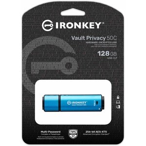 IronKey Vault Privacy 50 Series 128GB USB 3.2 (Gen 1) Type C Flash Drive - 128 GB - USB 3.2 (Gen 1) Type C - 250 MB/s Read