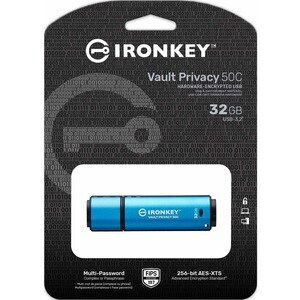 Kingston Vault Privacy 50 Series 32GB USB 3.2 (Gen 1) Type C Flash Drive - 32 GB - USB 3.2 (Gen 1) Type C - 250 MB/s Read 