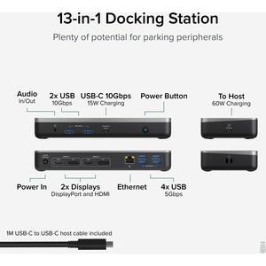 Plugable 12-in-1 Dual 4K USB C Docking Station, Works with Chromebook Certified, 60W Charging Dock - Compatible with Chrom