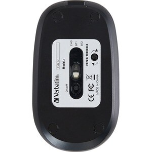 Verbatim Multi-Device Wireless Rechargeable Optical Mouse - Black - Optical - Wireless - Bluetooth/Radio Frequency - 2.40 