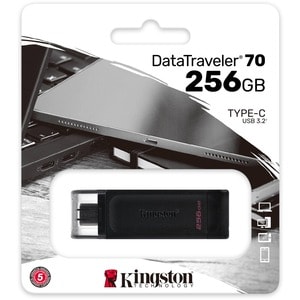 Kingston DataTraveler 70 256GB USB 3.2 (Gen 1) Type C Flash Drive - 256 GB - USB 3.2 (Gen 1) Type C - 5 Year Warranty