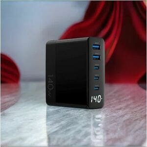 4XEM's GaN 140W GAN Power Delivery Charger Quintuple Output With Display - 140 Watt GAN Power Delivery Charger Quintuple O