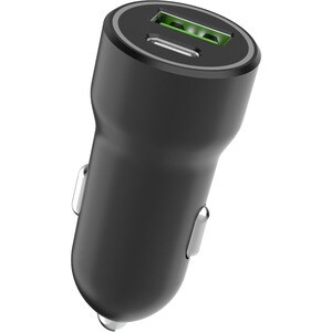 4XEM Dual USB Car Charger Adapter A/C - Black - 1 Pack - 20 W - 12 V DC, 24 V DC Input - 5 V DC/3.40 A, 9 V DC, 12 V DC Ou